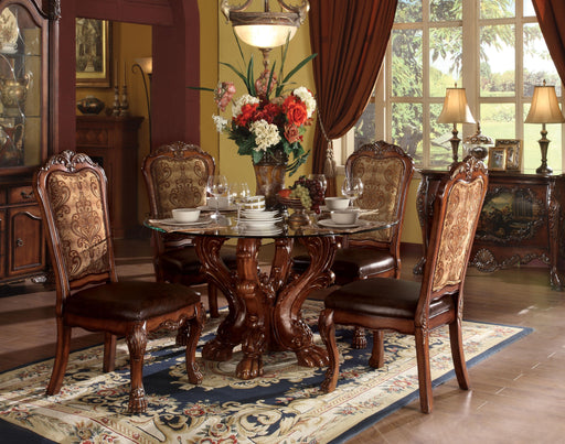Dresden Cherry Oak & Clear Glass Dining Table - U&U Home Budget Furniture (Carteret, NJ)