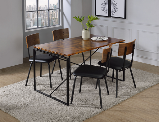 Jurgen Oak & Black Dining Table - U&U Home Budget Furniture (Carteret, NJ)