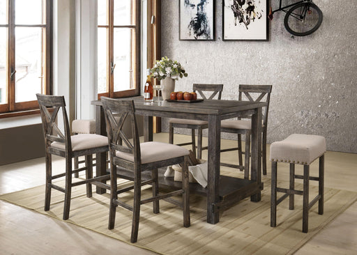 Martha II Weathered Gray Counter Height Table - U&U Home Budget Furniture (Carteret, NJ)
