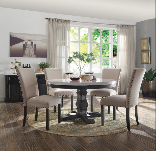 Nolan White Marble & Salvage Dark Oak Dining Table - U&U Home Budget Furniture (Carteret, NJ)