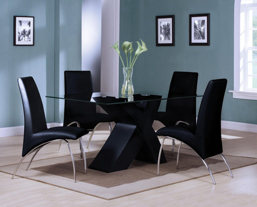 Pervis Black & Clear Glass Dining Table - U&U Home Budget Furniture (Carteret, NJ)