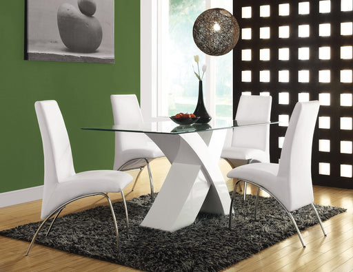 Pervis White & Clear Glass Dining Table - U&U Home Budget Furniture (Carteret, NJ)