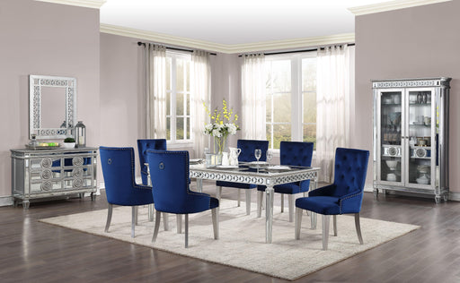 Varian Mirrored & Antique Platinum Dining Table (72"L) - U&U Home Budget Furniture (Carteret, NJ)