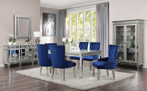 Varian Mirrored & Antique Platinum Dining Table (90"L) - U&U Home Budget Furniture (Carteret, NJ)