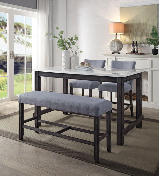 Yelena Marble & Weathered Espresso Counter Height Table - U&U Home Budget Furniture (Carteret, NJ)