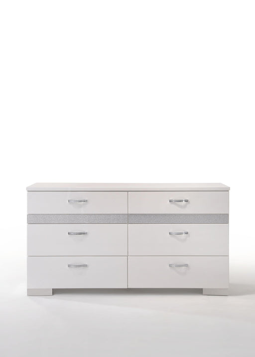 Naima II White High Gloss Dresser - U&U Home Budget Furniture (Carteret, NJ)