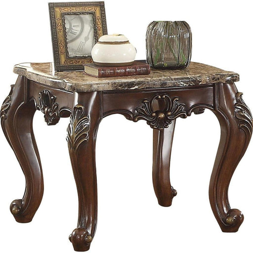 Acme Furniture Devayne End Table in Marble/Dark Walnut 81687 - U&U Home Budget Furniture (Carteret, NJ)