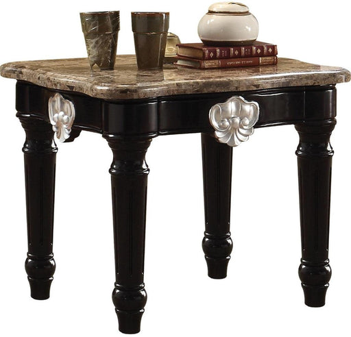 Acme Furniture Ernestine End Table in Marble/Black 82152 - U&U Home Budget Furniture (Carteret, NJ)