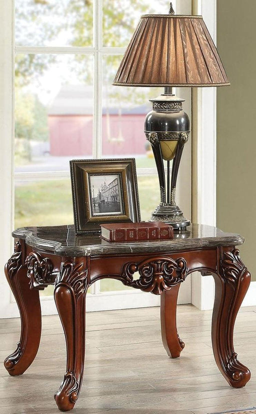 Acme Furniture Eustoma End Table in Marble/Walnut 83067 - U&U Home Budget Furniture (Carteret, NJ)