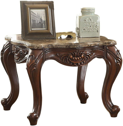 Acme Furniture Jardena End Table in Marble/Cherry Oak 81657 - U&U Home Budget Furniture (Carteret, NJ)