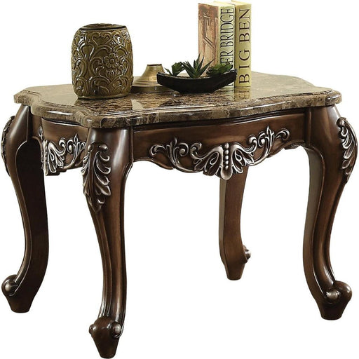 Acme Furniture Latisha End Table in Marble/Antique Oak 82147 - U&U Home Budget Furniture (Carteret, NJ)
