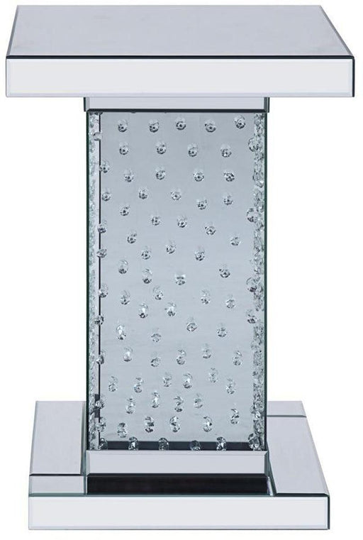 Acme Furniture Nysa End Table in Mirrored & Faux Crystals 81412 - U&U Home Budget Furniture (Carteret, NJ)