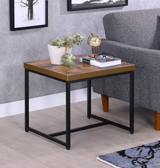Bob Weathered Oak & Black End Table - U&U Home Budget Furniture (Carteret, NJ)