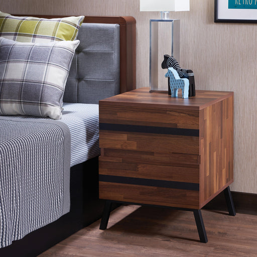 Karine Walnut & Black End Table - U&U Home Budget Furniture (Carteret, NJ)