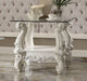 Versailles Bone White & Clear Glass End Table - U&U Home Budget Furniture (Carteret, NJ)