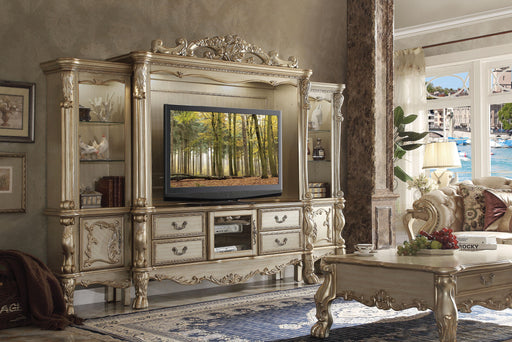 Dresden Gold Patina & Bone Entertainment Center (Side Piers & Bridge) - U&U Home Budget Furniture (Carteret, NJ)