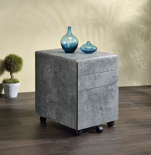 Jurgen Faux Concrete & Silver File Cabinet - U&U Home Budget Furniture (Carteret, NJ)