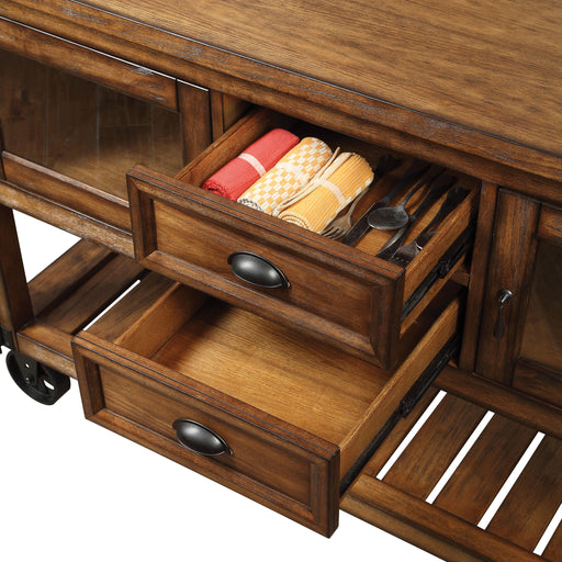 Kadri Distressed Chestnut Kitchen Cart - U&U Home Budget Furniture (Carteret, NJ)