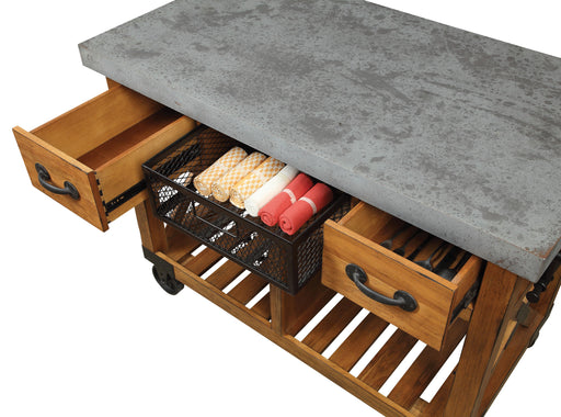 Kailey Antique Oak Kitchen Cart - U&U Home Budget Furniture (Carteret, NJ)