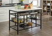 Lanzo Marble & Gunmetal Kitchen Island (Counter) - U&U Home Budget Furniture (Carteret, NJ)