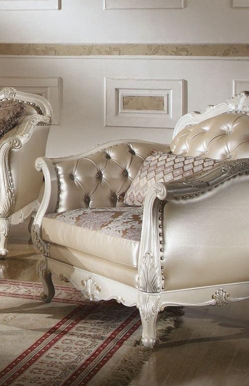 Acme Chantelle Living Room Chair w/Pillow in Pearl White 53542 - U&U Home Budget Furniture (Carteret, NJ)