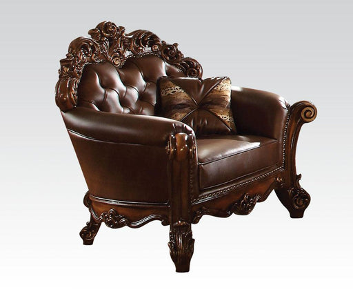 Acme Vendome Upholstered Chair with 1 Pillow in Cherry 52003 - U&U Home Budget Furniture (Carteret, NJ)
