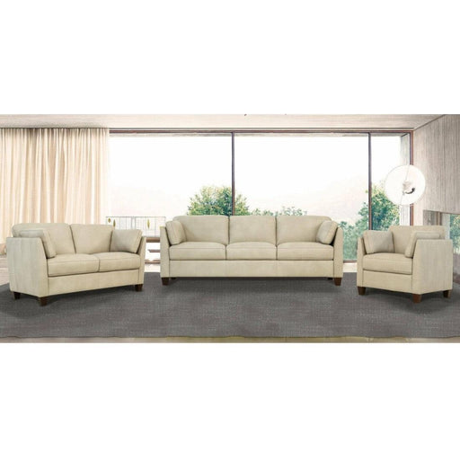 Matias Dusty White Leather 3-Piece Living Room Set - U&U Home Budget Furniture (Carteret, NJ)