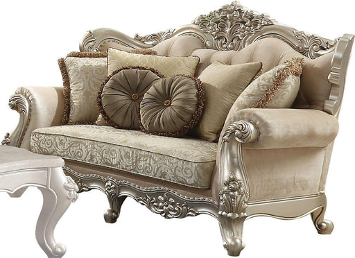 Acme Furniture Bently Loveseat with 5 Pillows in Champagne 50661 - U&U Home Budget Furniture (Carteret, NJ)