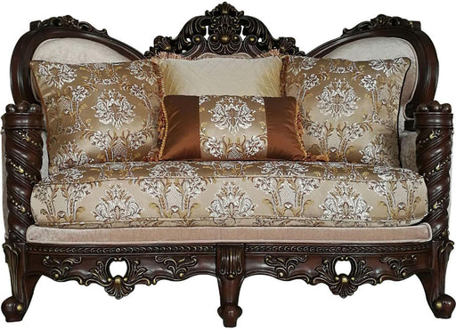 Acme Furniture Devayne Loveseat with 4 Pillows in Dark Walnut 50686 - U&U Home Budget Furniture (Carteret, NJ)