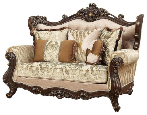 Acme Furniture Shalisa Loveseat with 5 Pillows in Walnut 51051 - U&U Home Budget Furniture (Carteret, NJ)