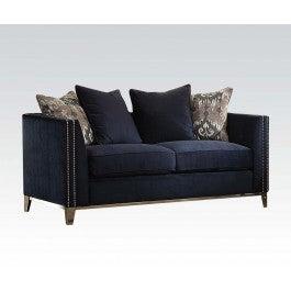 Acme Phaedra Loveseat with 4 Pillows in Blue Fabric 52831 - U&U Home Budget Furniture (Carteret, NJ)