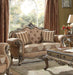 Acme Ragenardus Loveseat with 2 Pillows in Fabric & Vintage Oak 56031 - U&U Home Budget Furniture (Carteret, NJ)
