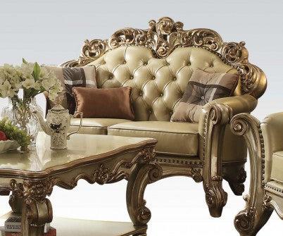 Acme Vendome Loveseat w/ 3 Pillows in Gold Patina 53001 - U&U Home Budget Furniture (Carteret, NJ)