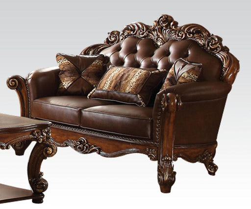 Acme Vendome Loveseat with 2 Pillows in Cherry 52002 - U&U Home Budget Furniture (Carteret, NJ)