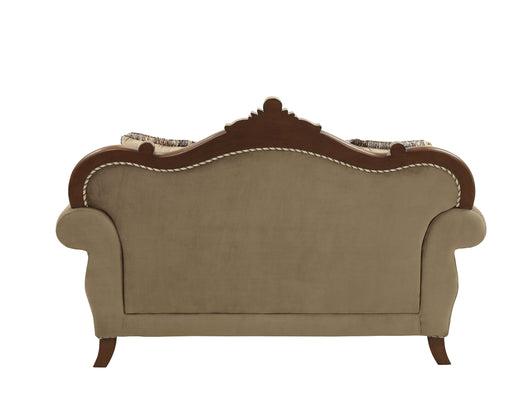 Mehadi Velvet & Walnut Loveseat w/6 Pillows - U&U Home Budget Furniture (Carteret, NJ)