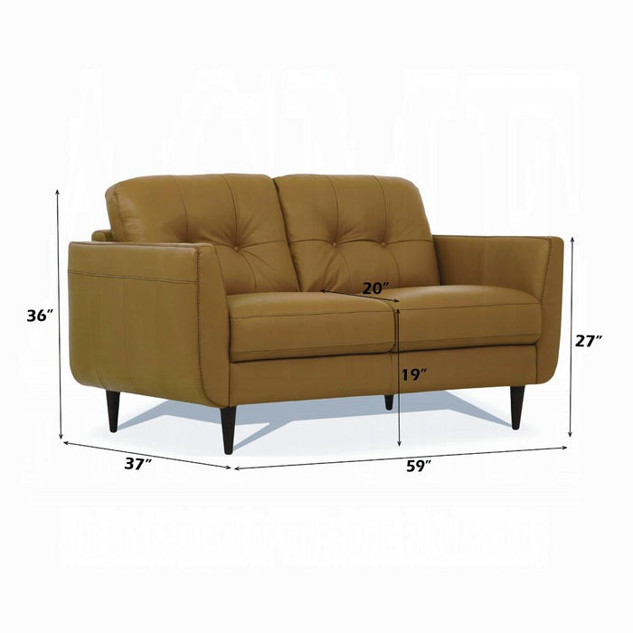 Radwan Camel Leather Loveseat - U&U Home Budget Furniture (Carteret, NJ)