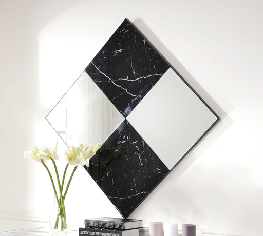 Angwin Mirrored & Faux Marble Accent Mirror (Wall) - U&U Home Budget Furniture (Carteret, NJ)
