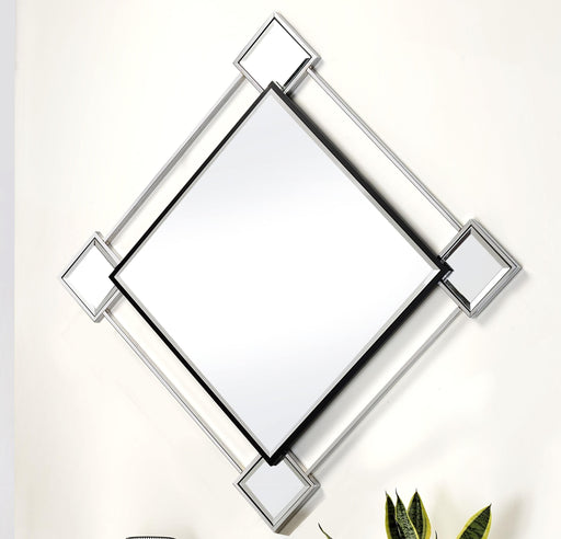 Asbury Mirrored & Chrome Accent Mirror (Wall) - U&U Home Budget Furniture (Carteret, NJ)