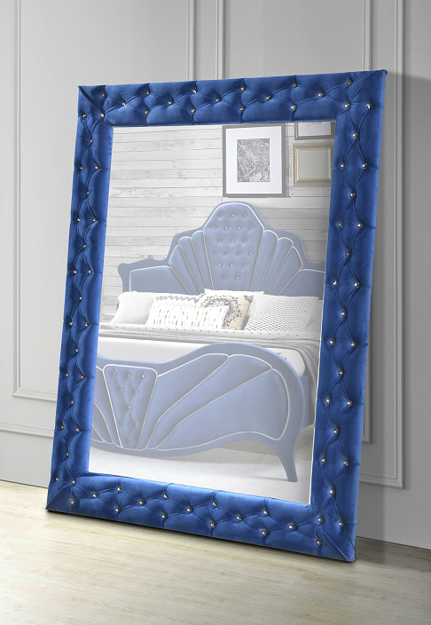 Dante Blue Velvet Accent Floor Mirror - U&U Home Budget Furniture (Carteret, NJ)