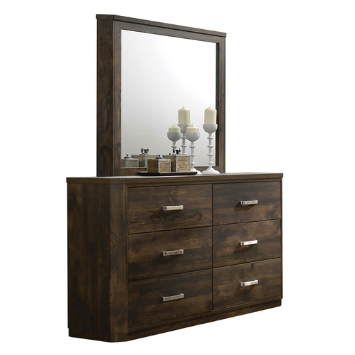 Elettra Rustic Walnut Mirror - U&U Home Budget Furniture (Carteret, NJ)
