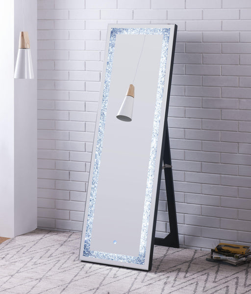 Noralie Mirrored & Faux Diamonds Floor Mirror (LED) - U&U Home Budget Furniture (Carteret, NJ)