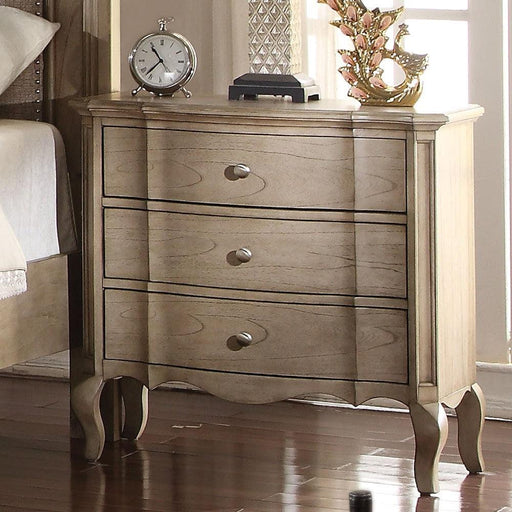 Acme Chelmsford 3-Drawer Nightstand in Antique Taupe 26053 - U&U Home Budget Furniture (Carteret, NJ)