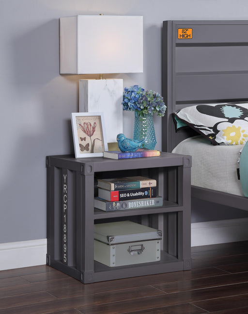 Cargo Gunmetal Nightstand (USB) - U&U Home Budget Furniture (Carteret, NJ)