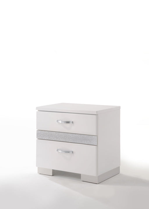 Naima II White High Gloss Nightstand - U&U Home Budget Furniture (Carteret, NJ)