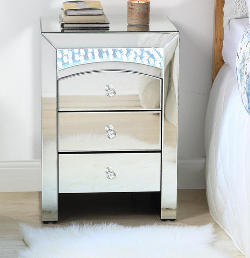 Nysa Mirrored & Faux Crystals Accent Table (LED) - U&U Home Budget Furniture (Carteret, NJ)