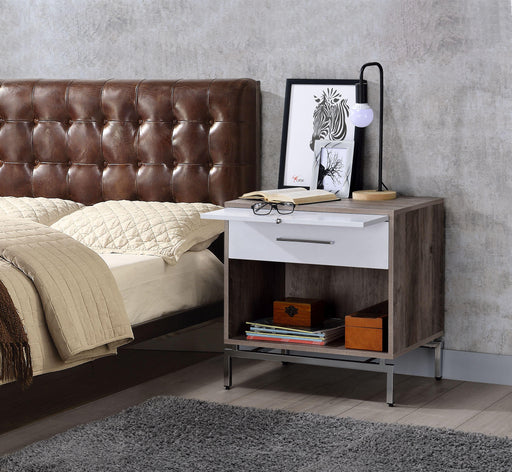 Cistus Weathered Gray Oak & White Accent Table - U&U Home Budget Furniture (Carteret, NJ)