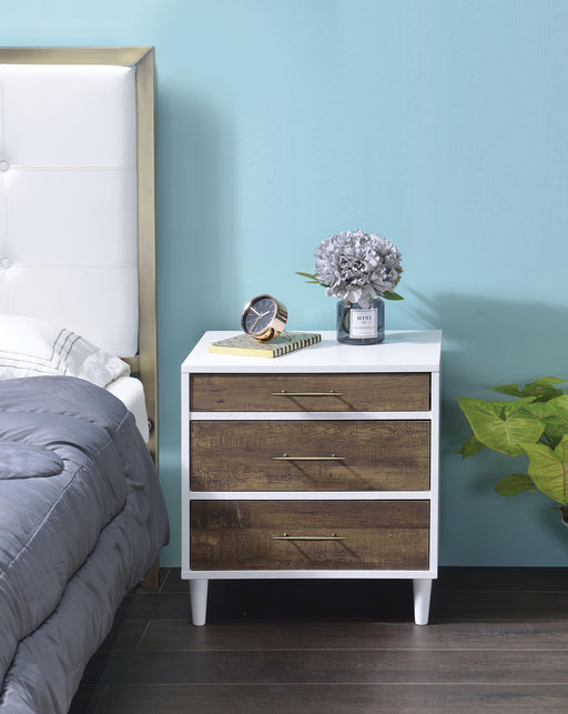 Lurel White & Weathered Oak Accent Table - U&U Home Budget Furniture (Carteret, NJ)