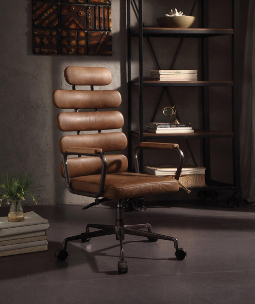 Calan Retro Brown Top Grain Leather Office Chair - U&U Home Budget Furniture (Carteret, NJ)