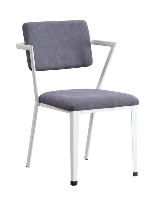 Cargo Gray Fabric & White Chair - U&U Home Budget Furniture (Carteret, NJ)
