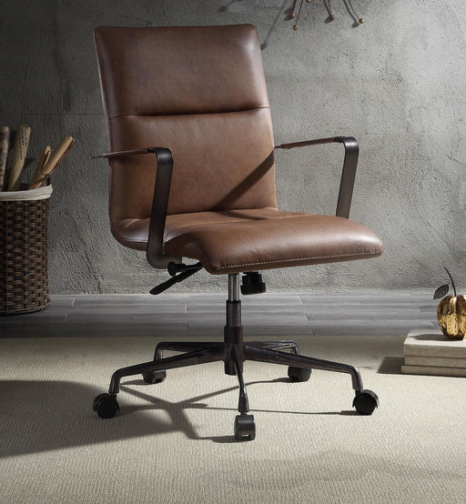 Indra Vintage Chocolate Top Grain Leather Office Chair - U&U Home Budget Furniture (Carteret, NJ)